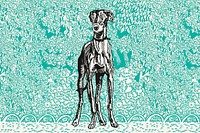Cute greyhound dog psd vintage illustration, remixed from artworks by Moriz Jung