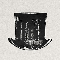 Top hat vintage sticker psd in black and white