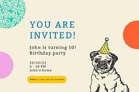Editable party banner template vector with quote, you are invited