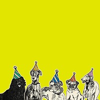 Green border background dogs in birthday party, remixed from artworks by Moriz Jung