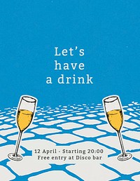 Editable party flyer template vector with quote, let’s have a drink