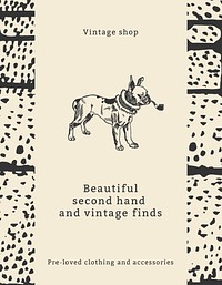 Vintage fashion quote template psd with dog illustration flyer, remixed from artworks by Moriz Jung