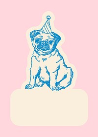Pug badge psd vintage illustration with text space
