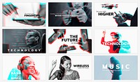 Double color exposure templates vector technology blog banner