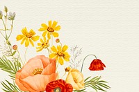 Spring flower background psd illustration with design space, remixed from public domain artworks