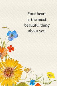 Social media quote on summer floral background, remixed from public domain artworks