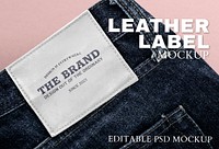 Jeans leather label mockup psd