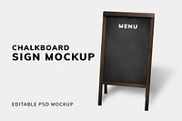 Chalkboard sign mockup psd for restaurant