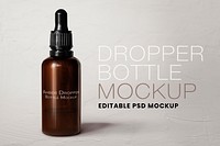 Amber dropper bottle mockup psd