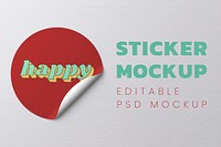 Sticker mockup psd in red