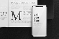 Smartphone and book mockup psd 