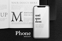 Smartphone and book mockup psd 