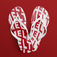 Red flip flop mockups psd