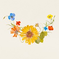 Vintage summer flower psd illustration, remixed from public domain artworks
