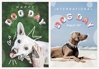 Dog day poster template vector editable pet event set