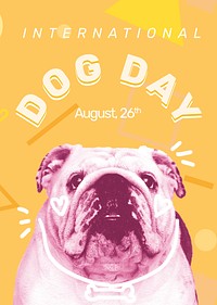 Dog day poster template psd with bulldog