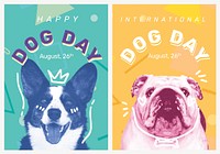 Dog day poster template vector editable pet event set