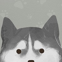 Siberian Husky dog background psd hand drawn illustration