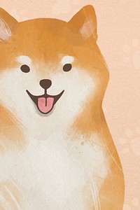 Shiba Inu dog background psd hand drawn illustration