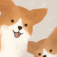 Cute Corgi dog background vector hand drawn illustration