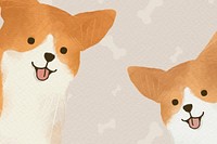 Cute Corgi dog background psd hand drawn illustration