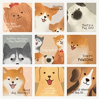 International dog day template vector social media post set