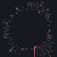 Beautiful fireworks frame vector on a black background