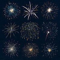 Beautiful firework element graphic psd collection
