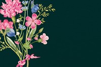 Green vintage floral background psd with pink flower, remixed from artworks by Pierre-Joseph Redout&eacute;