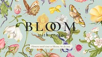 Editable beautiful floral template vector blog banner, remixed from artworks by Pierre-Joseph Redouté