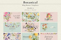 Editable aesthetic floral template psd blog banner set