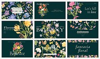 Editable aesthetic floral template vector blog banner set