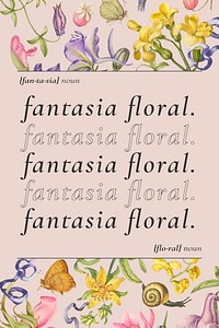 Colorful floral poster template vector in beautiful vintage style, remixed from artworks by Pierre-Joseph Redout&eacute;