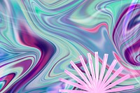 Colorful fluid art background psd with leaf