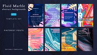 Alcohol ink banner template psd with set