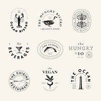 Restaurant vintage logo template vector set, remixed from public domain artworks