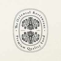 Aesthetic badge template psd for restaurant set, remixed from public domain artworks