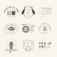 Aesthetic badge template vector for cafe set, remixed from public domain artworks