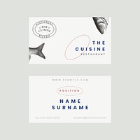 Aesthetic business card template vector for restaurant, remixed from public domain artworks