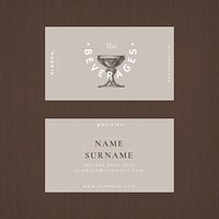 Aesthetic business card template vector for restaurant, remixed from public domain artworks