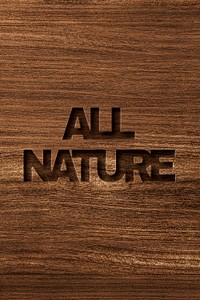 All nature typography in engraved wood font