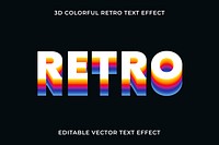 Editable retro text effect vector template