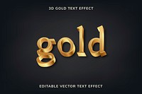 Golden 3D text effect vector editable template