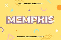 Editable memphis text effect vector template