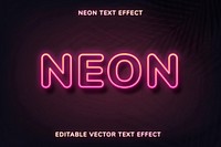 Editable neon text effect vector template