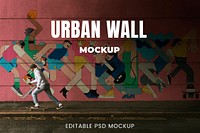 Urban wall mockup psd on the street