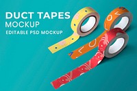 Colorful washi tape mockup psd in cute abstract pattern