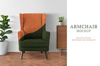 Armchair sofa mockup psd with abstract pattern in the living room