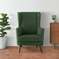 Green armchair sofa with design space