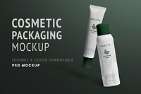 Skincare tube spray mockup psd for organic beauty brands